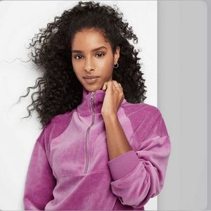 Wild Fable Purple Women's Quarter Zip Velour Tunic Sweatshirt Size S